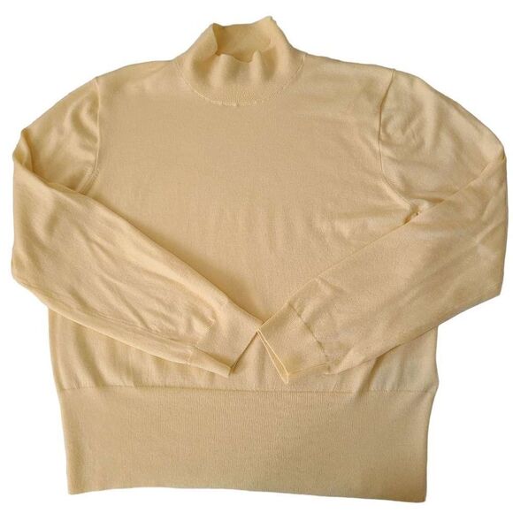 J Crew Light Yellow Mockneck Sweater Size L - Picture 3 of 13